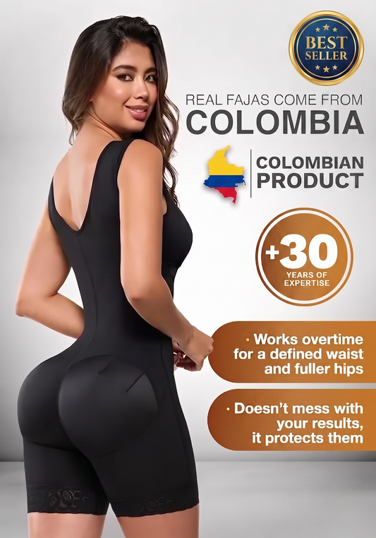 Colombian Fajas Shapewear – Tummy Control Bodysuit Black Front View | Faja USA